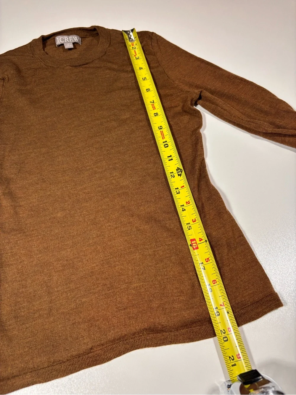 J.Crew Carolyn Fitted Crewneck Brown Sweater Merino Wool XS